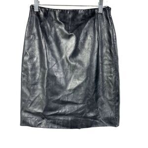 Iris Singer Black Leather Pencil Skirt Womens Size 4